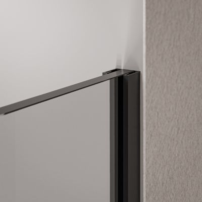 Paroi de douche italienne 110x220cm, verre NANO 10mm, profilé mural inox noir mat, sans profilé sol - EX102-2