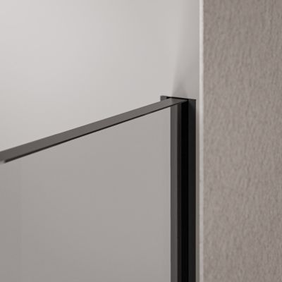 Paroi de douche italienne 110x220cm, verre NANO 10mm, profilé mural inox noir mat, sans profilé sol - EX102-2
