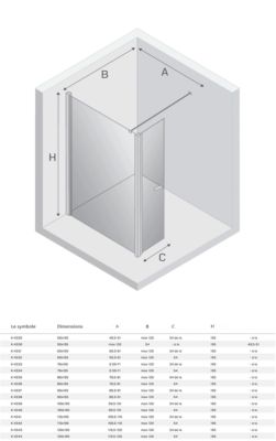 Paroi de Douche Italienne - 120 x 195 - SEPTIA  CUIVRE BROSSE - Retour Pivotant 54 cm - Cuivre Brossé