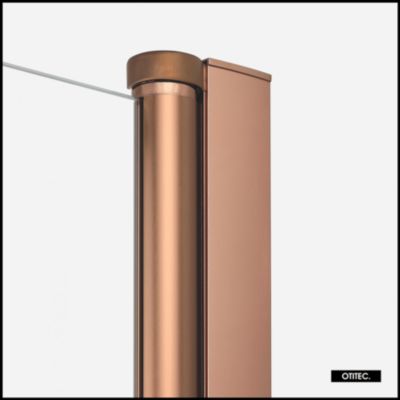 Paroi de Douche Italienne - 120 x 195 - SEPTIA  CUIVRE BROSSE - Retour Pivotant 54 cm - Cuivre Brossé