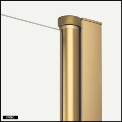 Paroi de Douche Italienne - 70 x 195 - SEPTIA OR BROSSE - Retour Pivotant 54 cm - Or Brossé