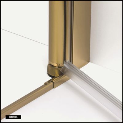 Paroi de Douche Italienne - 70 x 195 - SEPTIA OR BROSSE - Retour Pivotant 54 cm - Or Brossé