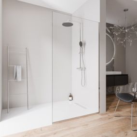 Paroi de douche italienne 70x220cm, verre NANO 10mm, profilé mural + sol chrome - EX102-2