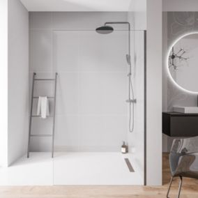 Paroi de douche italienne 80x200cm, verre NANO 10mm, profilé inox noir brossé - EX102