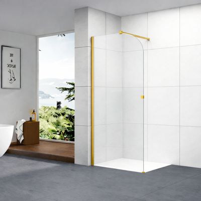 Paroi de douche italienne Clear - 100 x 195 cm - Or brossé - GAUCHE - LUCIA