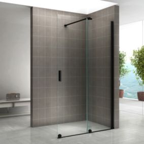 Paroi de douche italienne coulissante NAPOLIBLACK verre 8 mm transparent H.200 x 120 cm - Saniverre