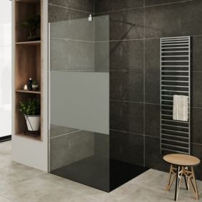 Paroi de douche Italienne ROMA H.200 x 100 cm verre 10 mm centre-opaque - Saniverre