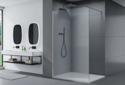 Paroi de douche italienne verre clair ESG 10mm, Vitre de douche italienne avec Barre de fix., 140x200cm, EX101