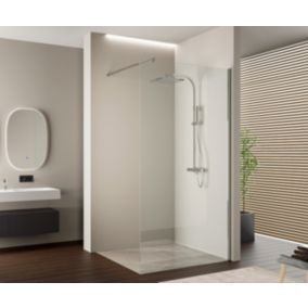 Paroi de douche italienne verre trempé 10mm Vitre de douche profilé alu, EX103, 200x90cm, carrée, Chrome, Sans LED