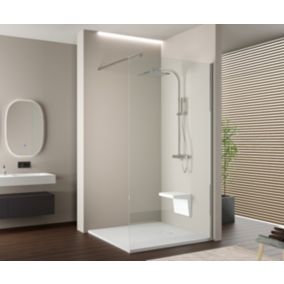 Paroi de douche italienne verre trempé 10mm Vitre de douche profilé alu, EX103, 200x90cm, ronde, Noir mat, Sans LED