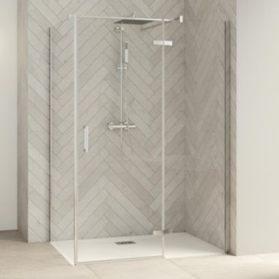 Paroi de douche kinedo Smart Design Fixe pour montage en angle 95 blanc verre sérigraphié cosmos