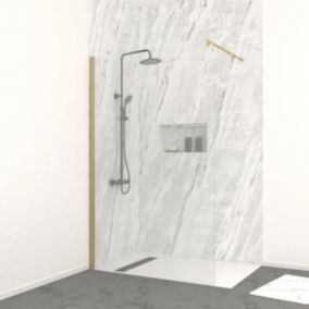 Paroi de douche à l'italienne 120x200 cm verre trempé 8 mm - Or Doré Brossé - FREEDOM 2 GOLD