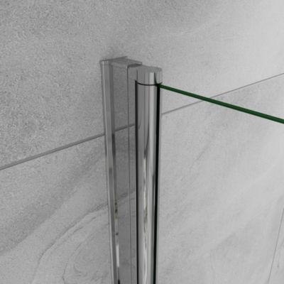 Paroi de douche à l'italienne  120x200cm avec une barre de fixation, paroi de douche pivotante 45x200cm, verre 8mm securit