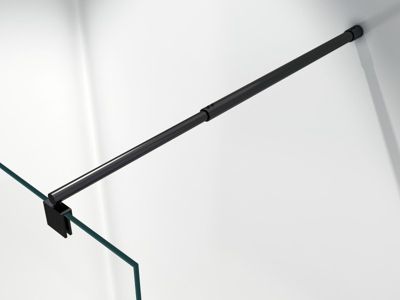 Paroi de douche à l'italienne 200x110cm (HxL), Verre blanc 10mm - EX103S - Barre ronde, profil noir mat
