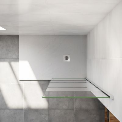 paroi de douche à l'italienne 90x190cm,6mm verre anticalcaire,paroi fixe avec bandes horizontales sérigraphiées