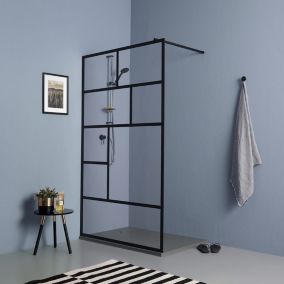 Paroi De Douche À L'italienne Avec Verre Transparent Et Cadre Noir 110Cm
