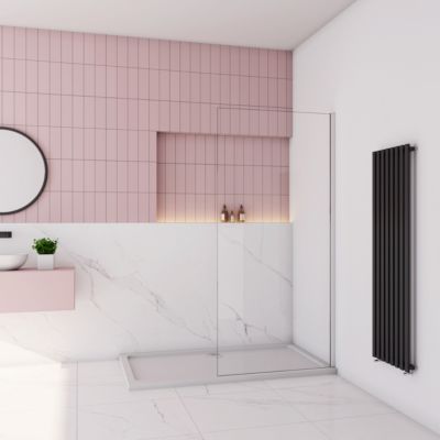 paroi de douche à l'italienne fixe 140x200cm,style atelier,Profilé en aluminium chromé,en 8mm verre anticalcaire,sans receveur