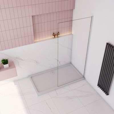 paroi de douche à l'italienne fixe 140x200cm,style atelier,Profilé en aluminium chromé,en 8mm verre anticalcaire,sans receveur