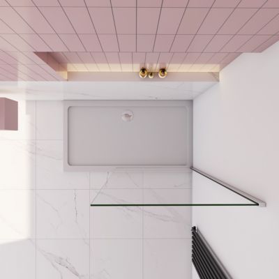 paroi de douche à l'italienne fixe 140x200cm,style atelier,Profilé en aluminium chromé,en 8mm verre anticalcaire,sans receveur