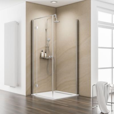 Paroi de douche latérale pour porte battante l.90xH.200cm, verre transparent anticalcaire 6mm, profilé chromé, Schulte MasterClass