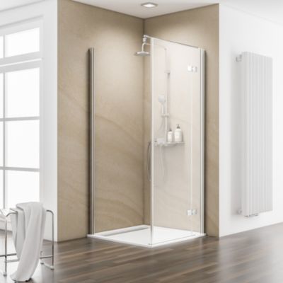 Paroi de douche latérale pour porte battante l.90xH.200cm, verre transparent anticalcaire 6mm, profilé chromé, Schulte MasterClass