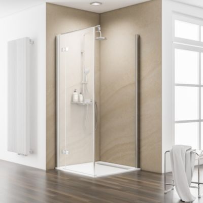 Paroi de douche latérale pour porte battante l.90xH.200cm, verre transparent anticalcaire 6mm, profilé chromé, Schulte MasterClass
