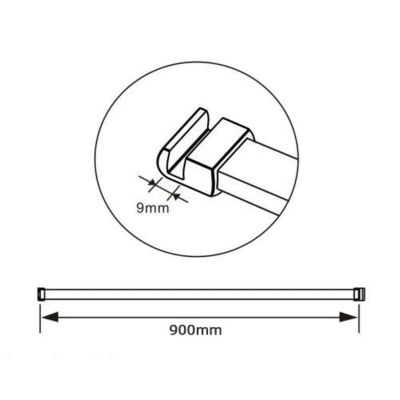 Paroi de douche noir 110 x 200 cm avec volet pivotant à 180 degré  - Verre anticalcaire  - 90 cm Barre de stabilisation