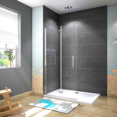 Paroi de douche pliante en Chrom 85x185 cm - 6mm verre anticalcaire - paroi pivotante et pliante