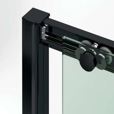 Paroi de douche porte coulissante DROITE en verre ép 6mm L156/160xH195 cm - profilé or - SUPERBAN Vézannes 2P