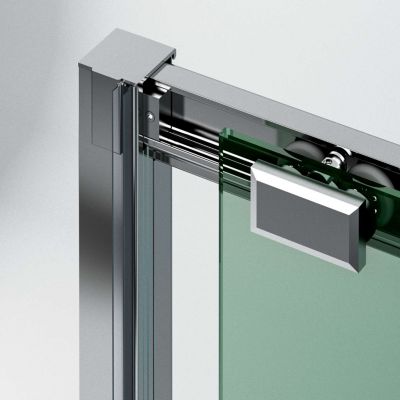 Paroi de douche porte coulissante et paroi latérale GAUCHE - L.128/132xl.80xH195 cm - verre 6mm Chrome SUPERBAN Vézannes 2PL