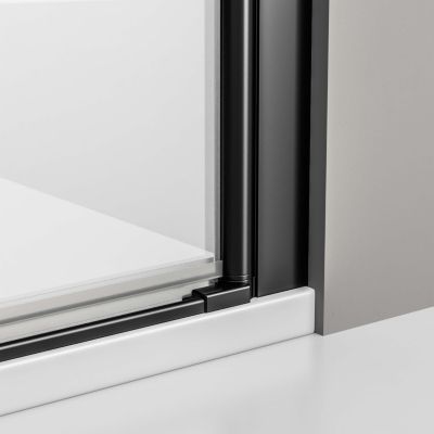 Paroi de douche Profil noir mat 88x195cm en verre 6mm, Cabine de douche niche encastrée 2 portes battantes - NT218