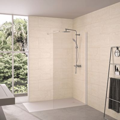 Paroi de douche transparent KINEDO Solo 6+ 80cm profilé Blanc grainé — free download