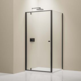 Paroi de douche verre 6mm Cabine de douche intégrale Parre douche angle portes pliantes, NT604 FLEX, 100cm, 90cm, Noir mat