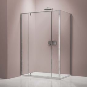 Paroi de douche verre 6mm Parre douche angle portes pliantes entre 2 panneaux, NT607 FLEX, 100cm, Chrome, 150cm