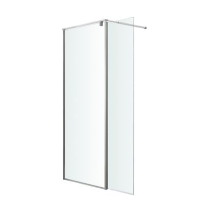 Paroi de douche walk in et volet GoodHome Ezili transparent aluminium brossé 80 + 38 cm