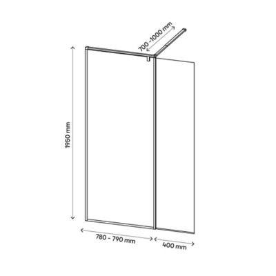 Paroi de douche walk in et volet GoodHome Ezili transparent aluminium brossé 80 + 38 cm