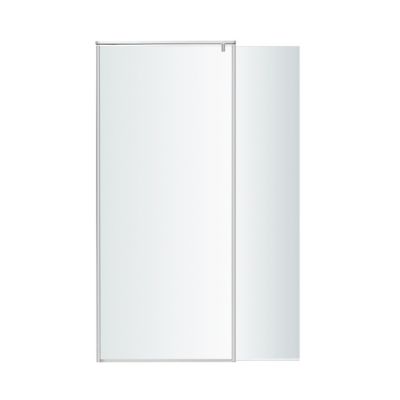 Paroi de douche walk in et volet GoodHome Ezili transparent aluminium brossé 80 + 38 cm