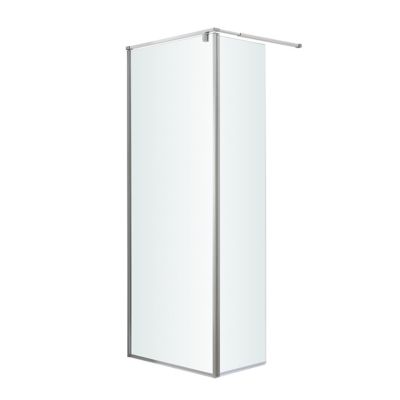 Paroi de douche walk in et volet GoodHome Ezili transparent aluminium brossé 80 + 38 cm