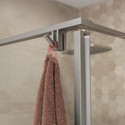 Paroi de douche walk in et volet GoodHome Ezili transparent aluminium brossé 80 + 38 cm