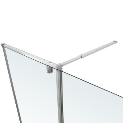 Paroi de douche walk in et volet GoodHome Ezili transparent aluminium brossé 80 + 38 cm