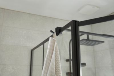 Paroi de douche walk in et volet verre transparent profilé noir 90 + 28 cm, GoodHome Ahti