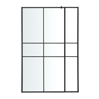Paroi de douche walk in et volet verre transparent profilé noir 90 + 28 cm, GoodHome Ahti