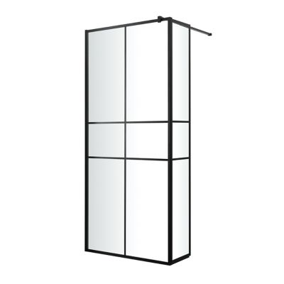 Paroi de douche walk in et volet verre transparent profilé noir 90 + 28 cm, GoodHome Ahti