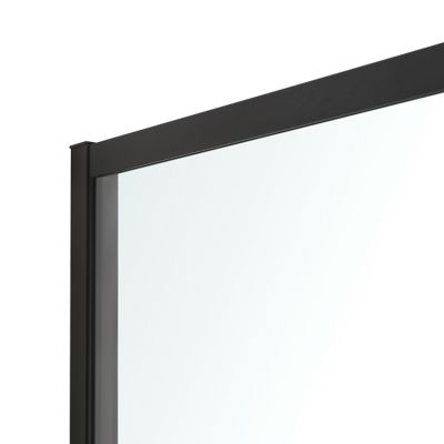 Paroi de douche walk in et volet verre transparent profilé noir 90 + 28 cm, GoodHome Ahti
