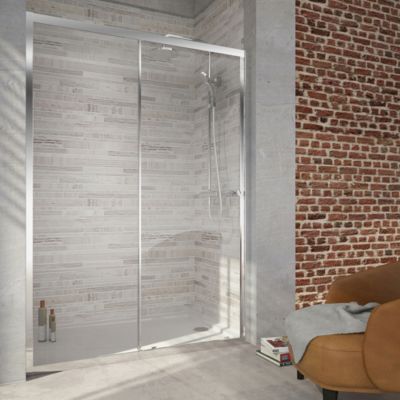 Paroi douche JACOB DELAFON Serenity, 140 cm, porte coulissante réversible instal. Niche