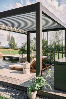 Paroi latérale à lamelles pour pergola 3m gris Biohort