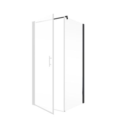 Paroi latérale fixe pour porte de douche battante l.90xH.192cm, verre transparent anticalcaire 5mm, profilé noir, Schulte NewStyle