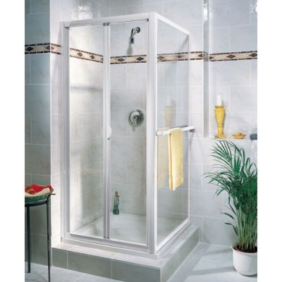 Paroi latérale fixe pour porte de douche coulissante l.80 x H.185 cm, verre transparent, profilé blanc, Schulte Impériale