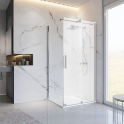Paroi latérale fixe pour porte de douche coulissante l.90xH.200cm, verre transparent anticalcaire 8mm, profilé chromé, Schulte NewStyle