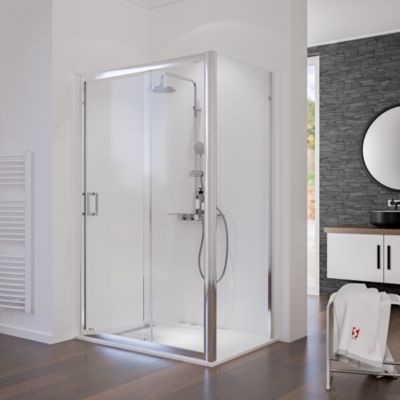 Paroi latérale fixe pour porte de douche l.90 x H.200 cm, verre transparent anticalcaire, profilé chromé, Schulte Imperiale